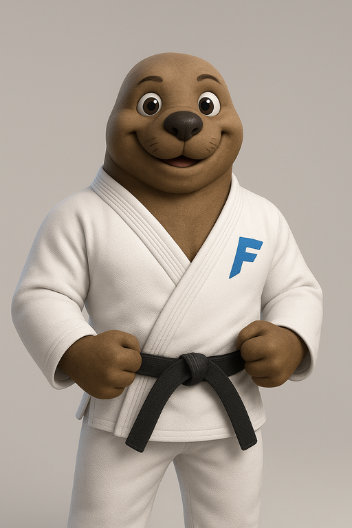 Focão em posição de luta, representando disciplina e resiliência